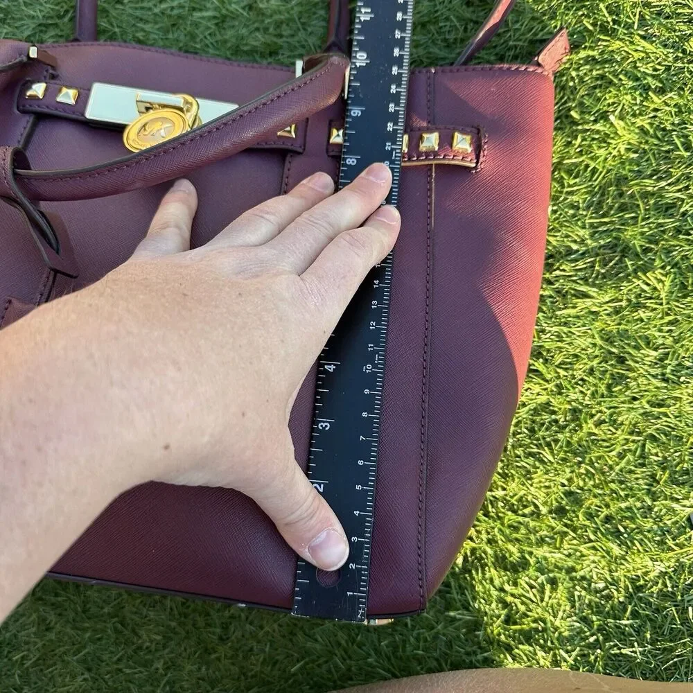 Michael Kors Hamilton‎ Purse Traveler Studded Burgundy Maroon Crossbody Bag